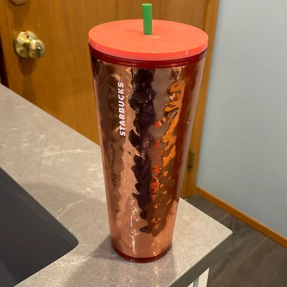 Nwt Starbucks Rose Gold Hammered Tumbler